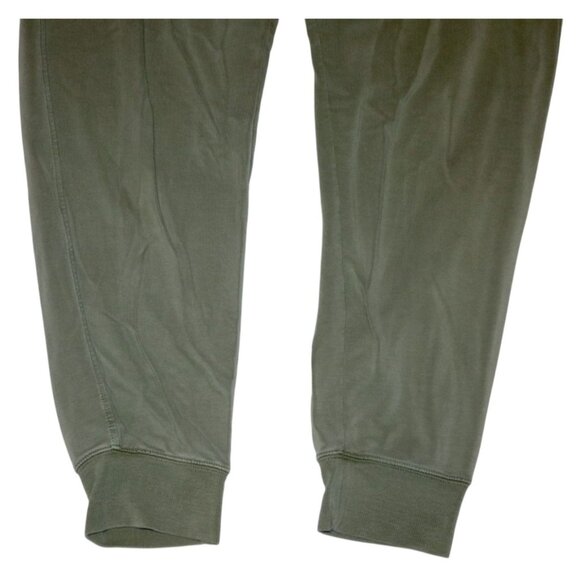 Mens Olive Green Jogger Pants With Drawstring Waist & Ribbed Ankles Athleisure - Picture 5 of 8